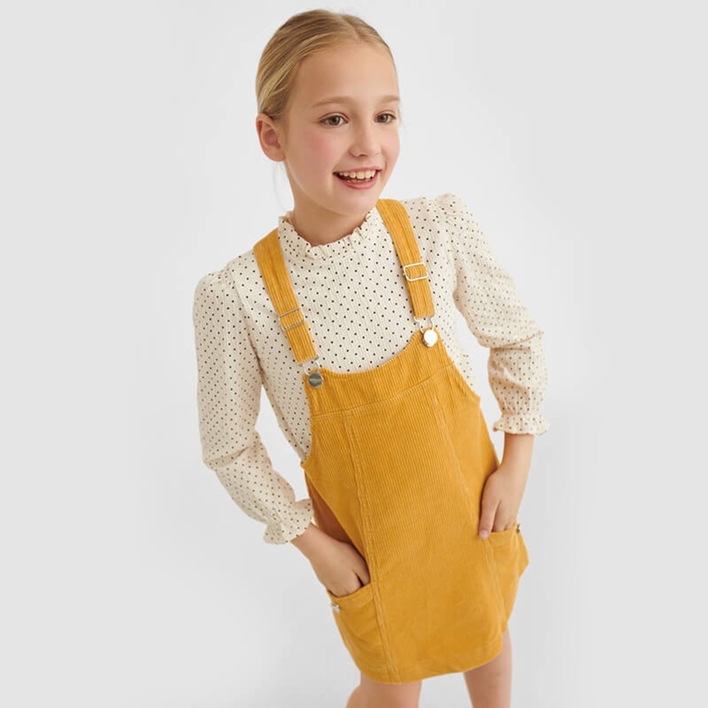 Size 14 Girls Mayoral Yellow Overalls Classic Design